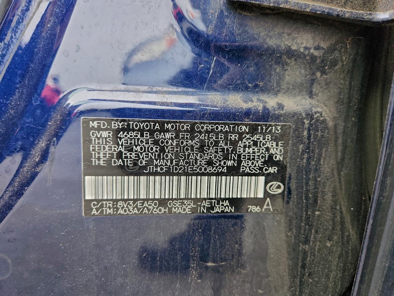 2014 Lexus Is 250 VIN: JTHCF1D21E5008694 Lot: 93883165