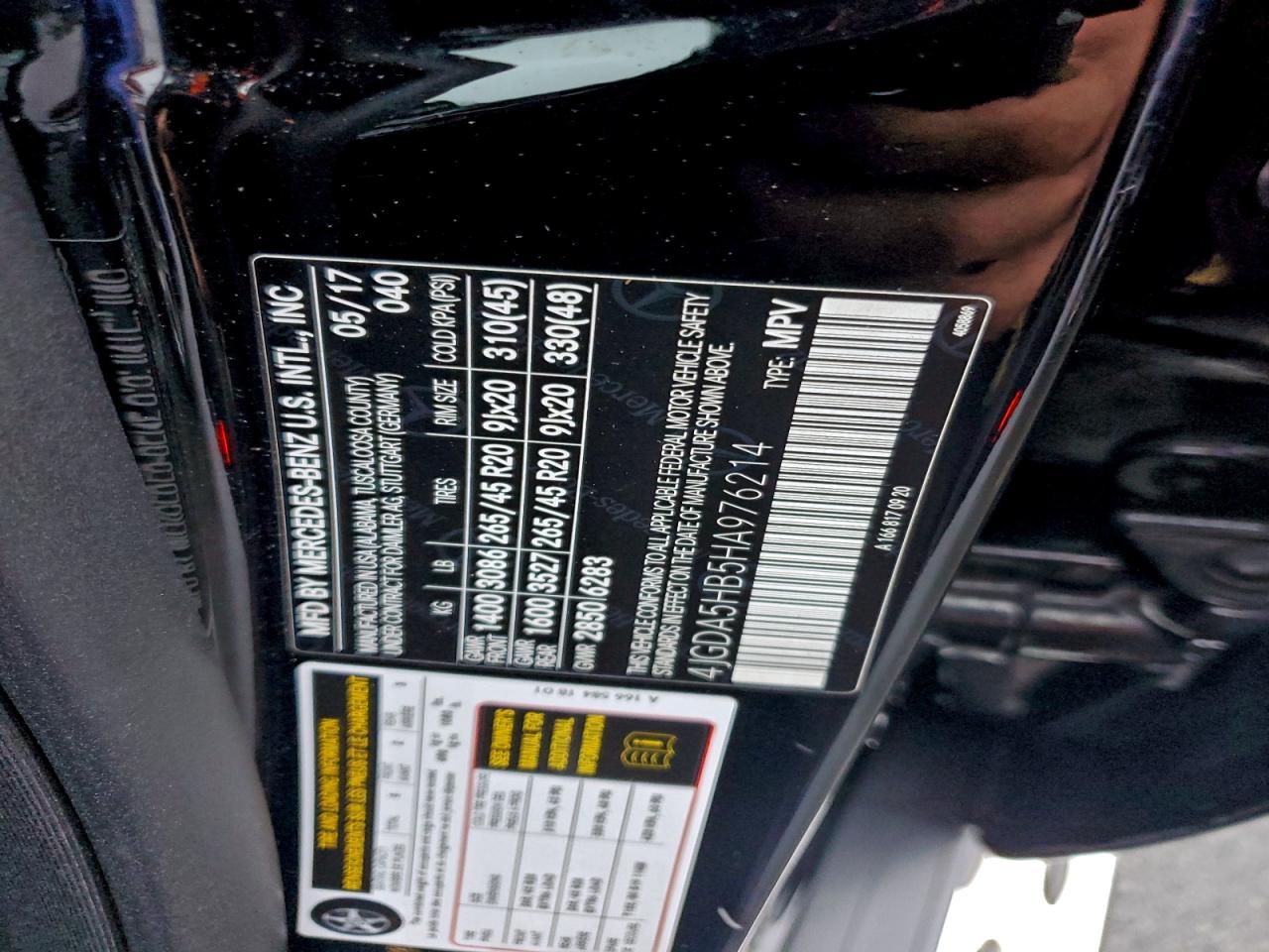 2017 Mercedes-Benz Gle 350 4Matic VIN: 4JGDA5HB5HA976214 Lot: 94256895