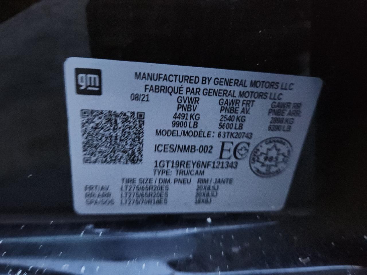 2022 GMC Sierra K2500 Denali VIN: 1GT19REY6NF121343 Lot: 93402475