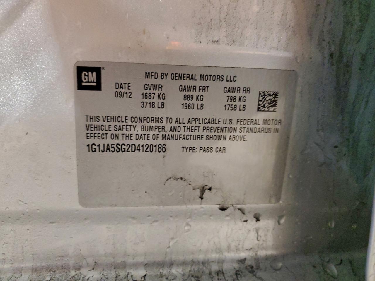 2013 Chevrolet Sonic Ls VIN: 1G1JA5SG2D4120186 Lot: 93815445