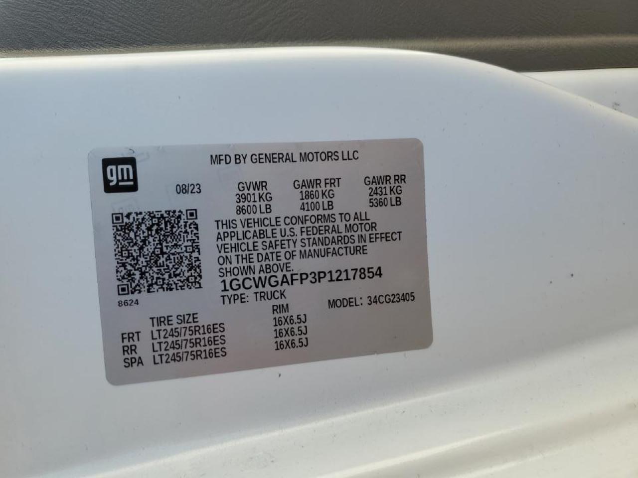 2023 Chevrolet Express 2500 Delivery Van VIN: 1GCWGAFP7P1170487 Lot: 90899485