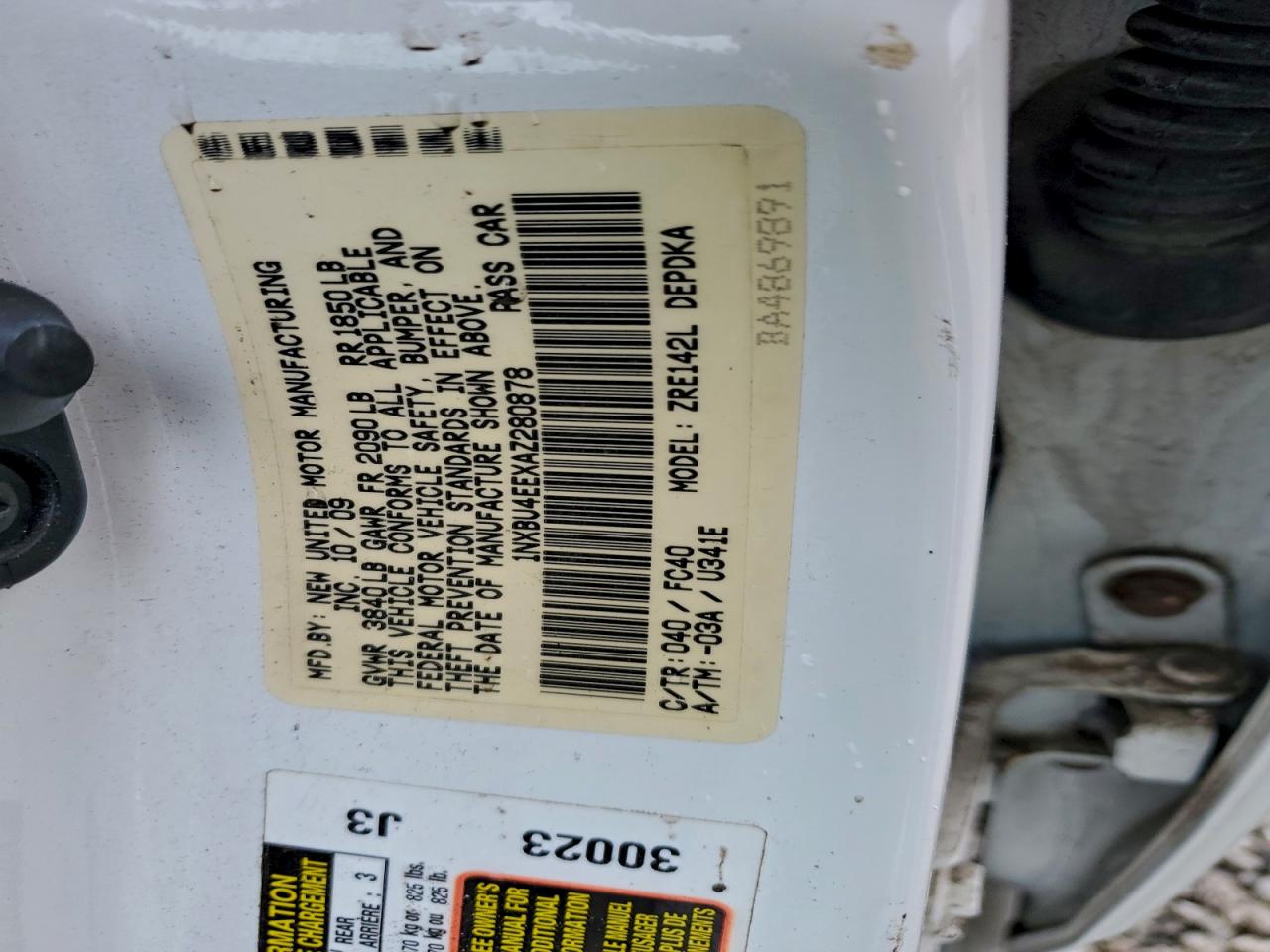 2010 Toyota Corolla Base VIN: 1NXBU4EEXAZ280878 Lot: 93735065