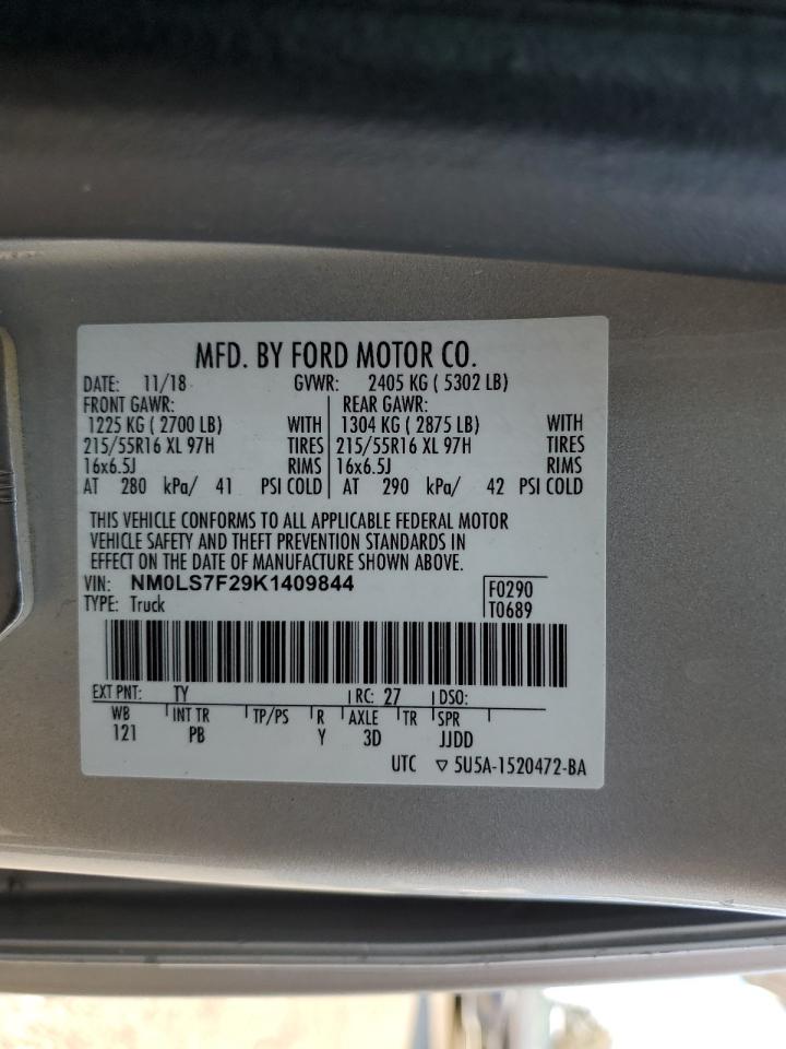 2019 Ford Transit Co Delivery Van VIN: NM0LS7F29K1409844 Lot: 91296125