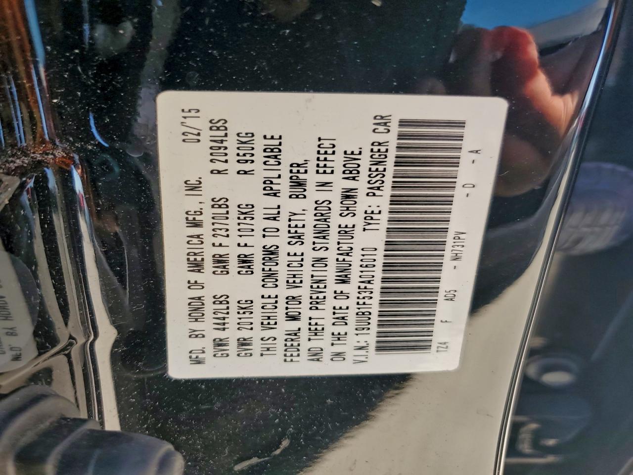 2015 Acura Tlx Tech VIN: 19UUB1F53FA016010 Lot: 91722745