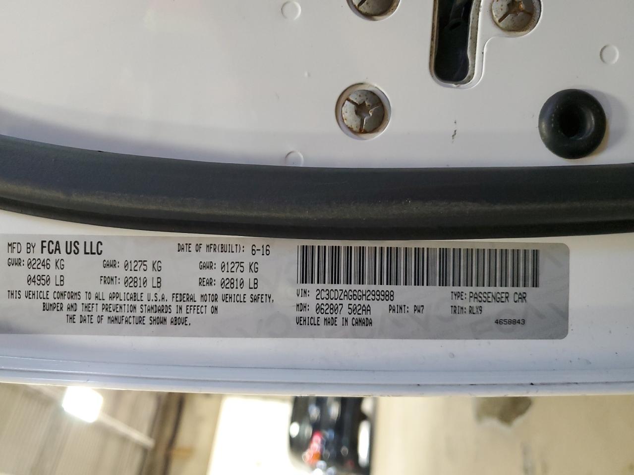 2016 Dodge Challenger Sxt VIN: 2C3CDZAG6GH299988 Lot: 91362705