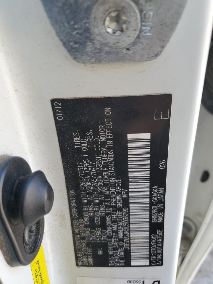 2012 Toyota 4Runner Sr5 VIN: JTEZU5JR3C5036290 Lot: 92897995