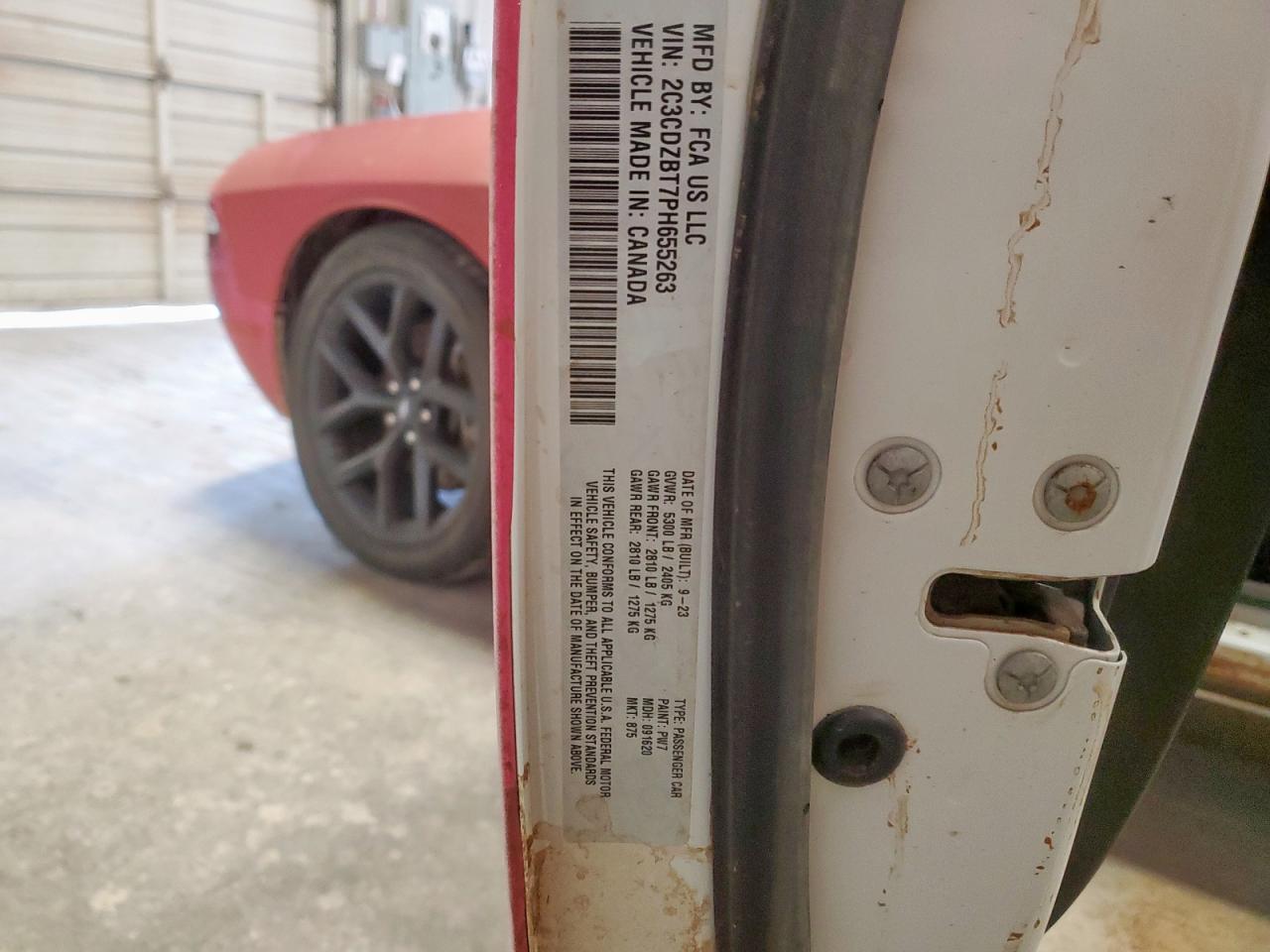 2023 Dodge Challenger R/T VIN: 2C3CDZBT7PH655263 Lot: 92928355