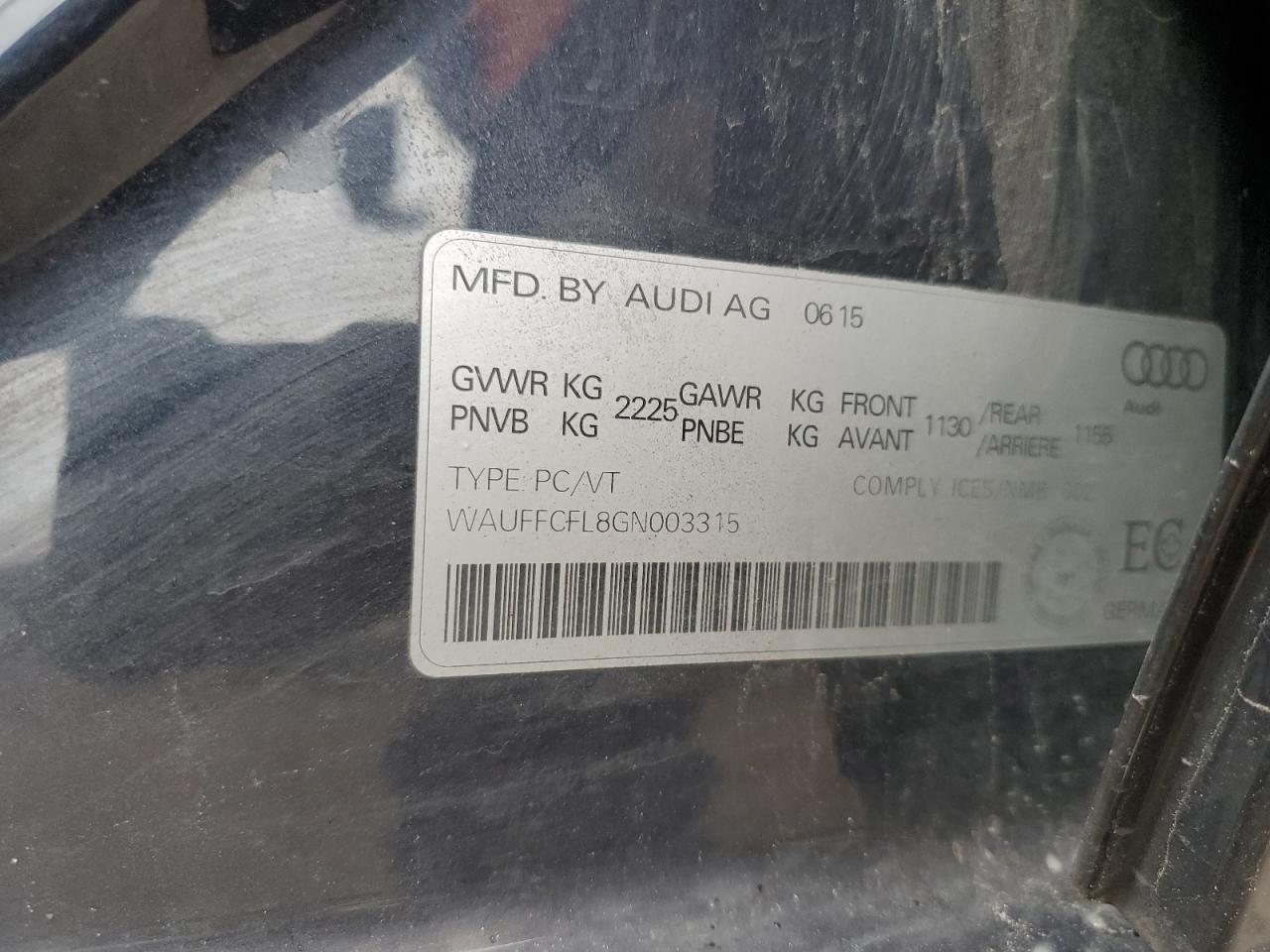 2016 Audi A4 Progressiv Plus VIN: WAUFFCFL8GN003315 Lot: 91248825