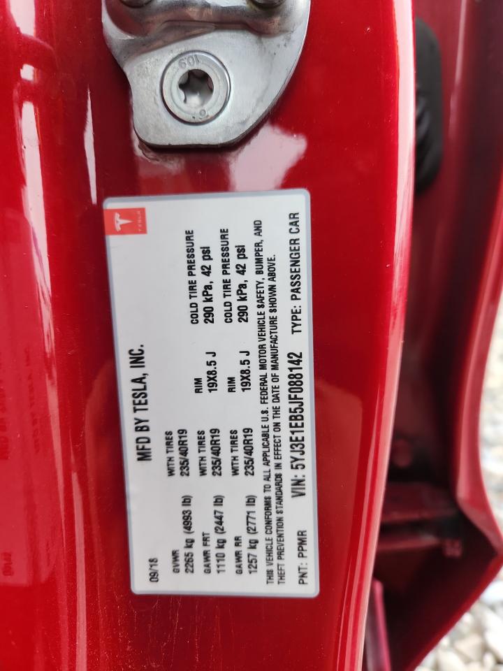 2018 Tesla Model 3 VIN: 5YJ3E1EB5JF088142 Lot: 93123855