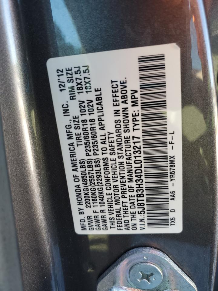 2013 Acura Rdx VIN: 5J8TB3H34DL013217 Lot: 92695025