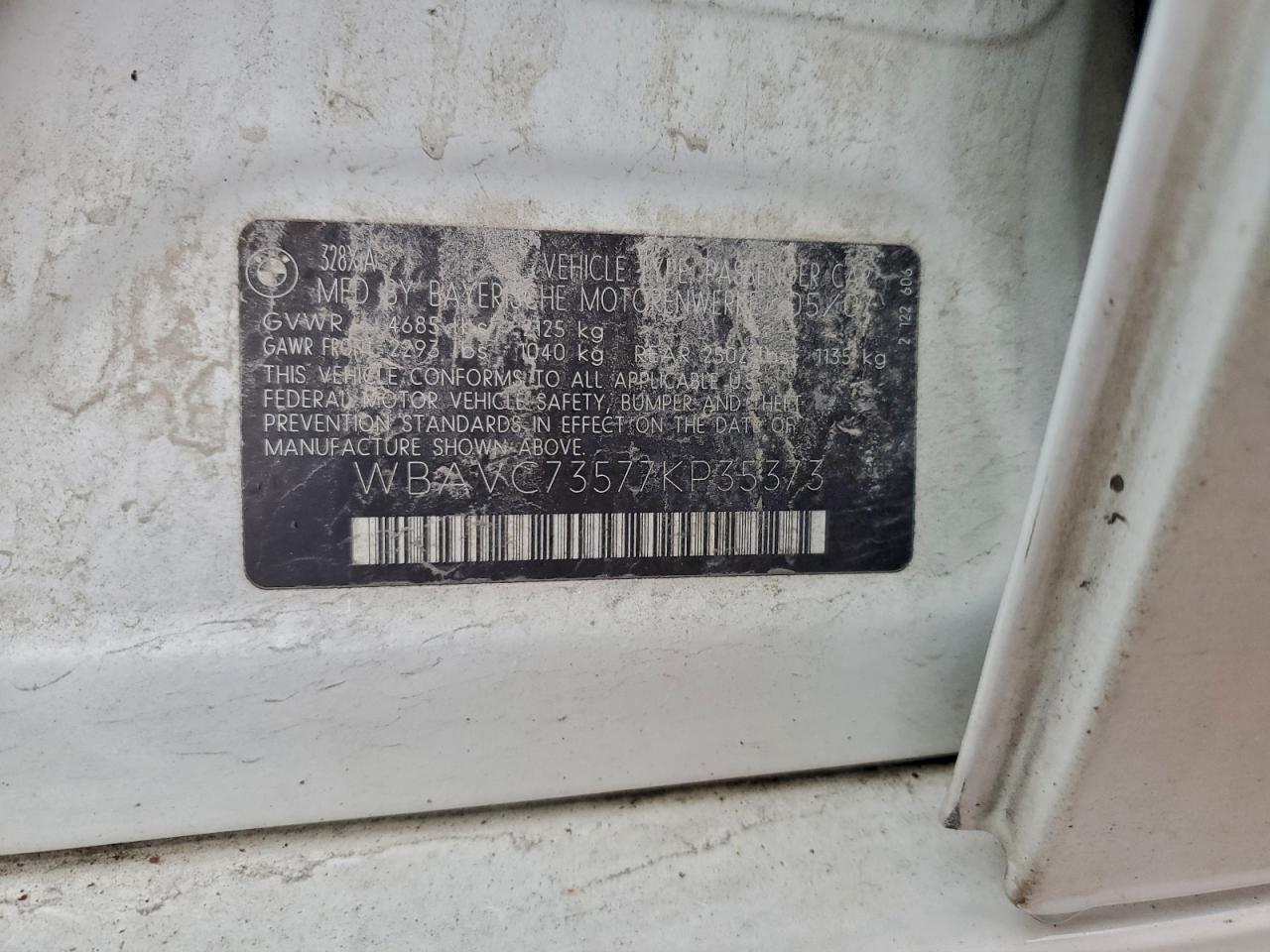 2007 BMW 328 Xi Sulev VIN: WBAVC73577KP35373 Lot: 94410415