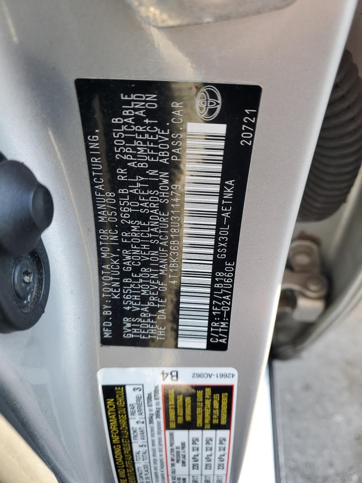 2008 Toyota Avalon Xl VIN: 4T1BK36B18U311479 Lot: 92814655