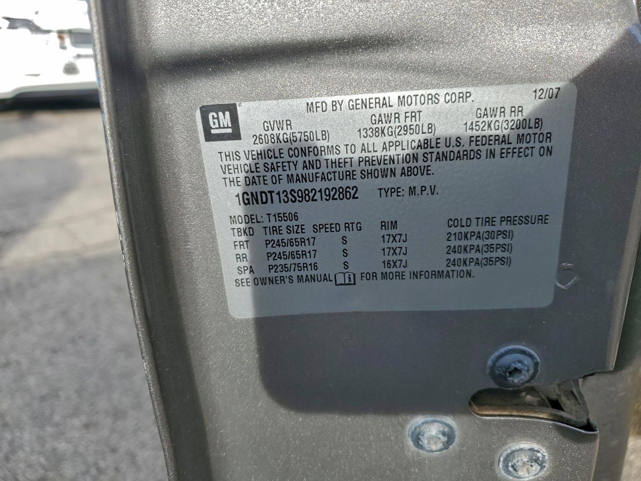 2008 Chevrolet Trailblazer Ls VIN: 1GNDT13S982192862 Lot: 93765935