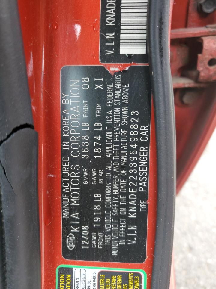 2009 Kia Rio Base VIN: KNADE223396498823 Lot: 92420625