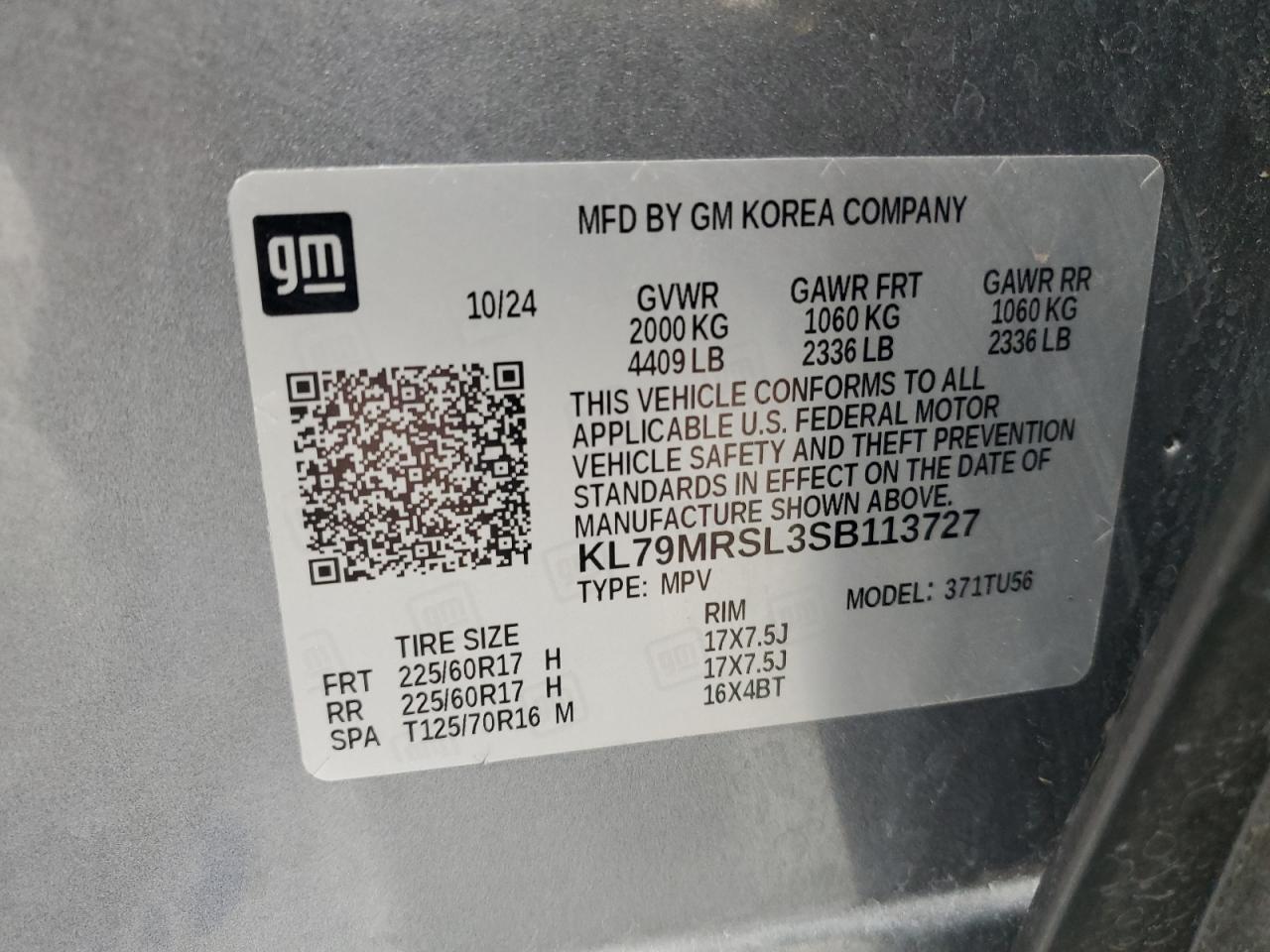 2025 Chevrolet Trailblazer Lt VIN: KL79MRSL3SB113727 Lot: 92329855