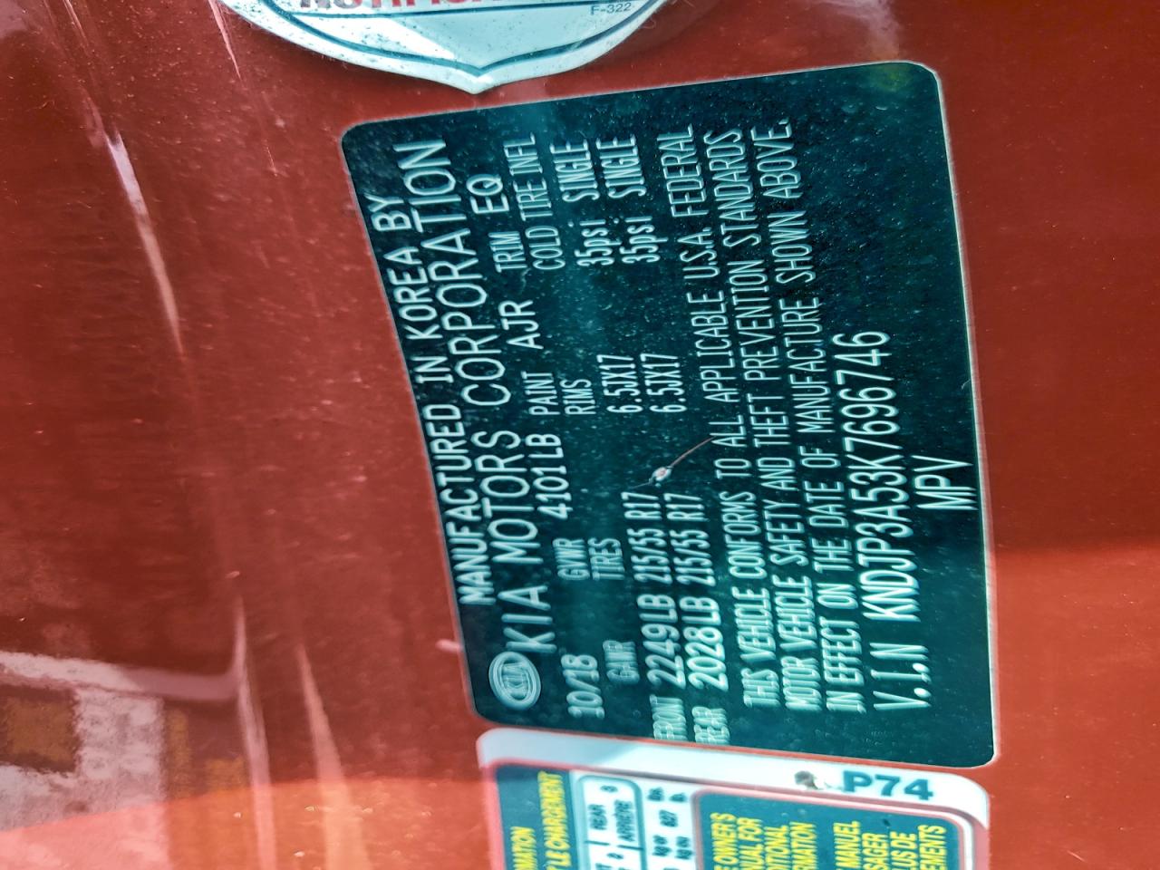 2019 Kia Soul + VIN: KNDJP3A53K7696746 Lot: 93956315