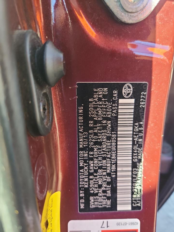 2014 Toyota Avalon Base VIN: 4T1BK1EB6EU080581 Lot: 91023175