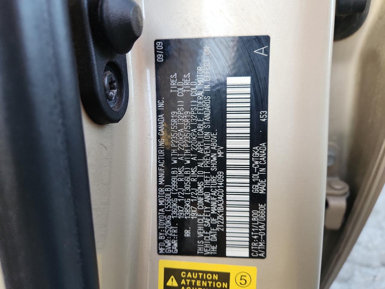 2010 Lexus Rx 350 VIN: 2T2ZK1BA3AC014099 Lot: 90671905