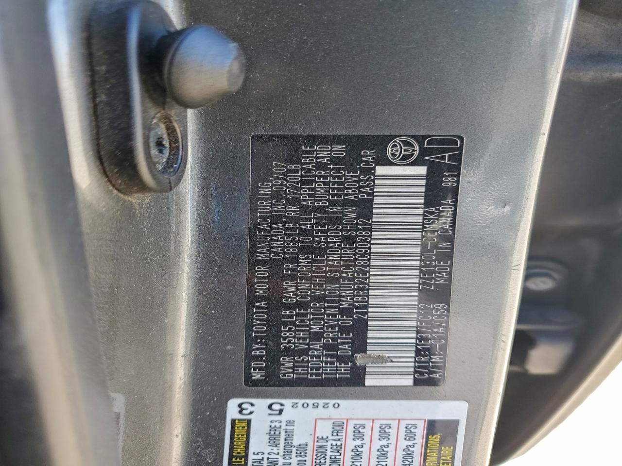 2008 Toyota Corolla Ce VIN: 2T1BR32E28C903812 Lot: 94583475