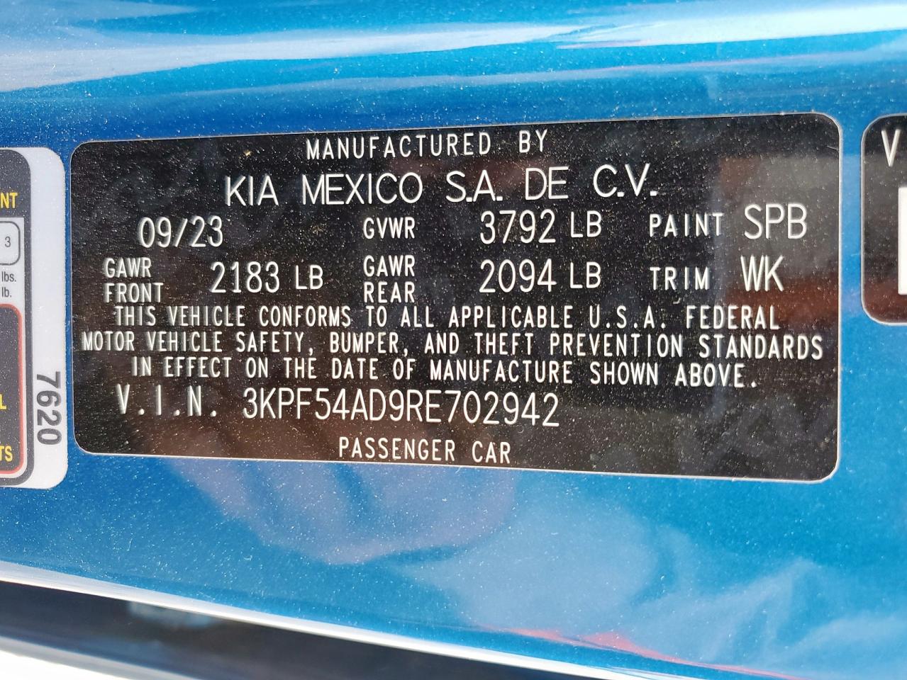 2024 Kia Forte Gt Line VIN: 3KPF54AD9RE702942 Lot: 93525425