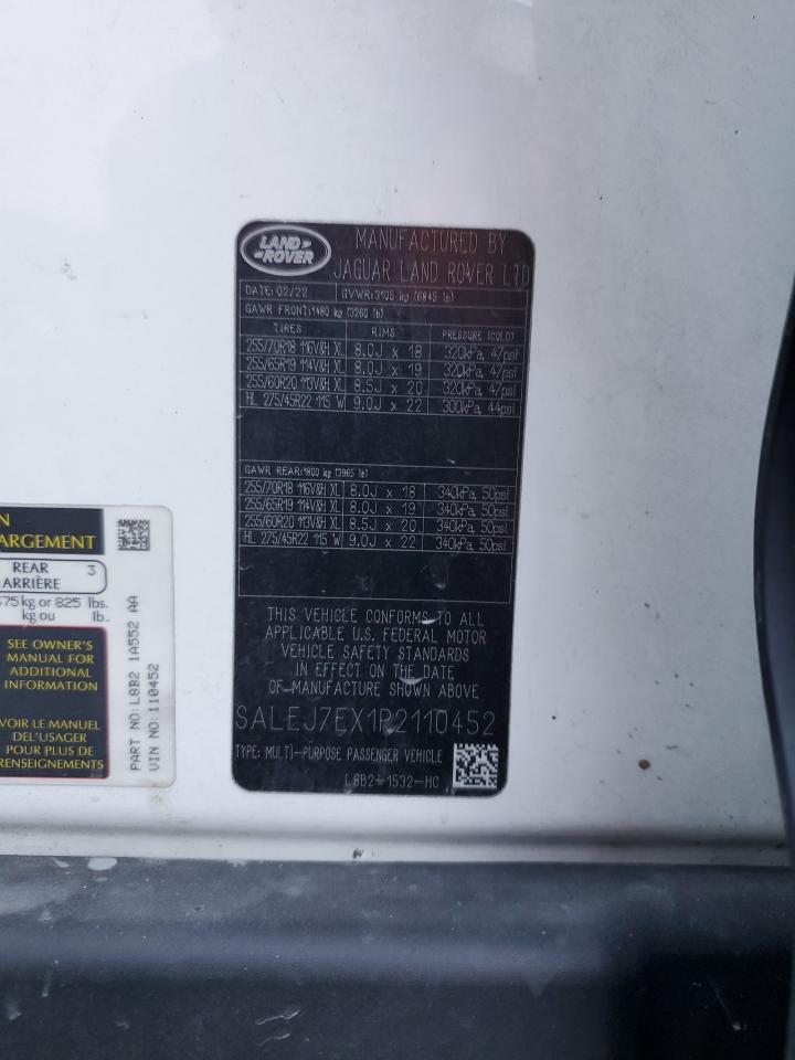 2023 Land Rover Defender 110 S VIN: SALEJ7EX1P2110452 Lot: 92257575