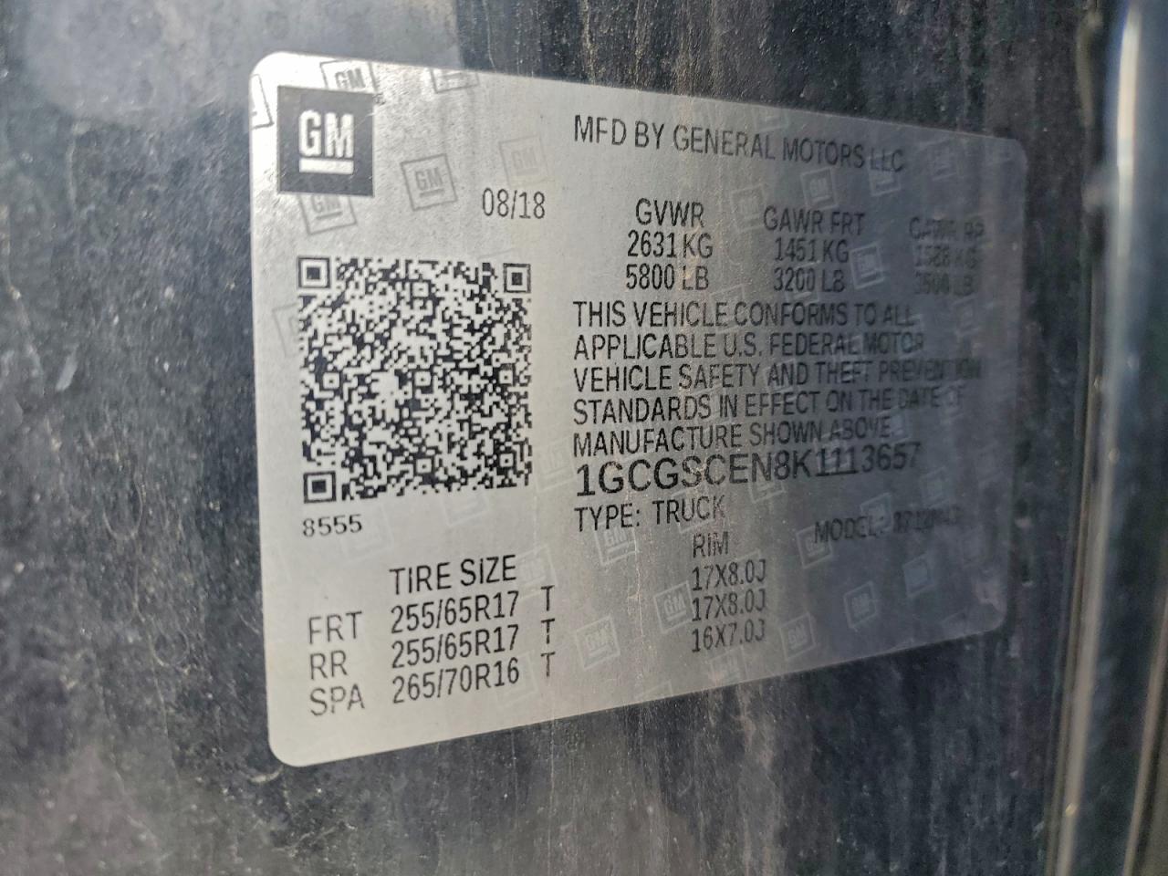 2019 Chevrolet Colorado Lt VIN: 1GCGSCEN8K1113657 Lot: 93660145