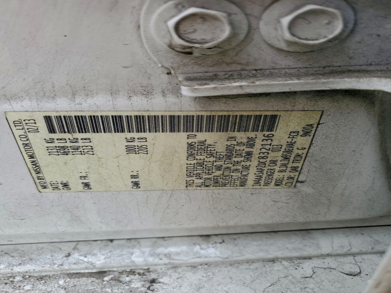 2013 Nissan Maxima S VIN: 1N4AA5AP2DC832136 Lot: 93945565