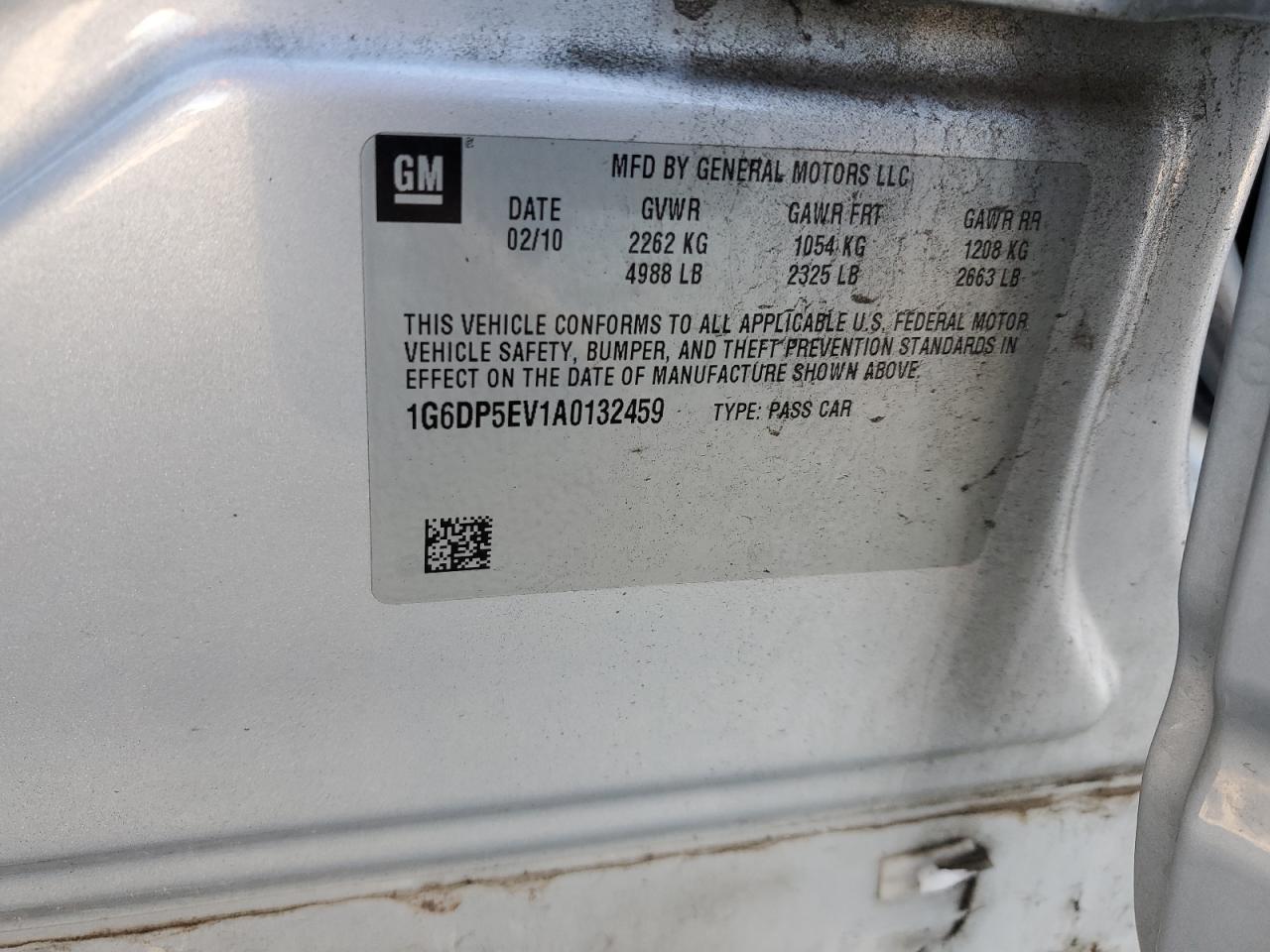 2010 Cadillac Cts Premium Collection VIN: 1G6DP5EV1A0132459 Lot: 92822935