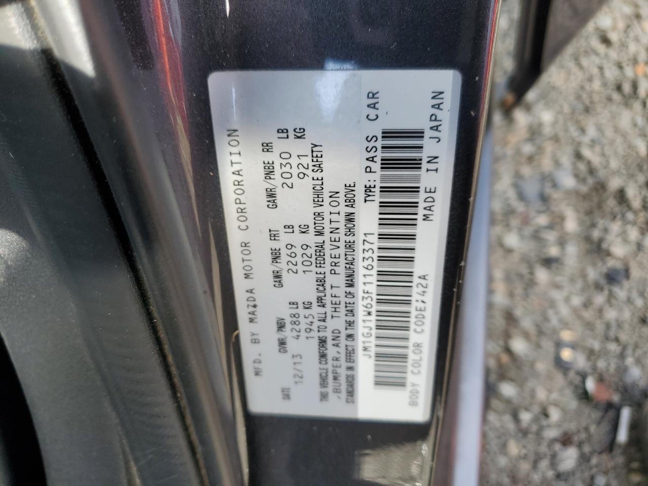 2015 Mazda 6 Grand Touring VIN: JM1GJ1W63F1163371 Lot: 92602065