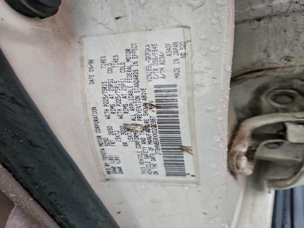 1999 Toyota 4Runner Sr5 VIN: JT3HN86RXX0200987 Lot: 94810475