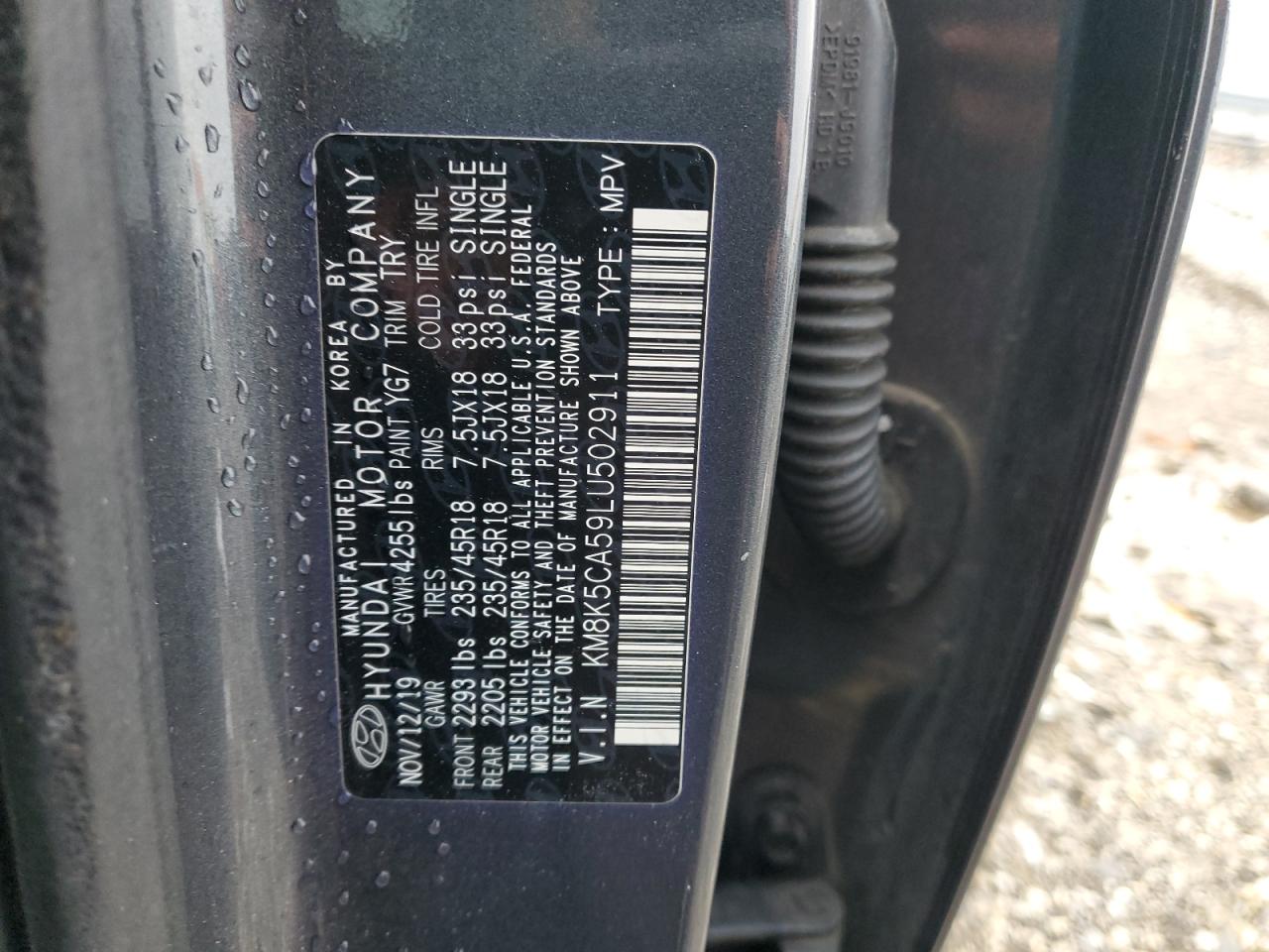 2020 Hyundai Kona Ultimate VIN: KM8K5CA59LU502911 Lot: 92903545