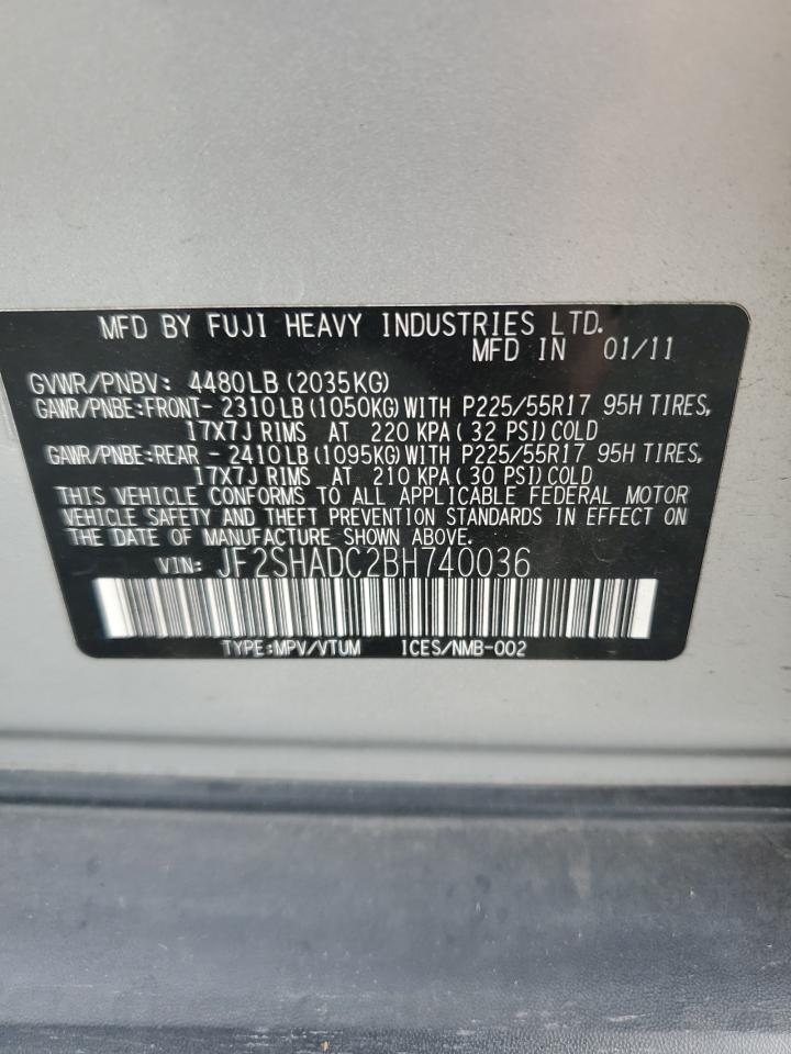 2011 Subaru Forester 2.5X Premium VIN: JF2SHADC2BH740036 Lot: 92660495