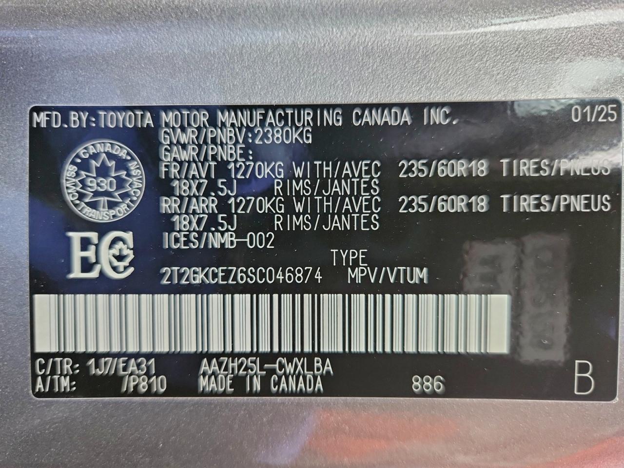 2025 Lexus Nx 350H Base VIN: 2T2GKCEZ6SC046874 Lot: 94217485