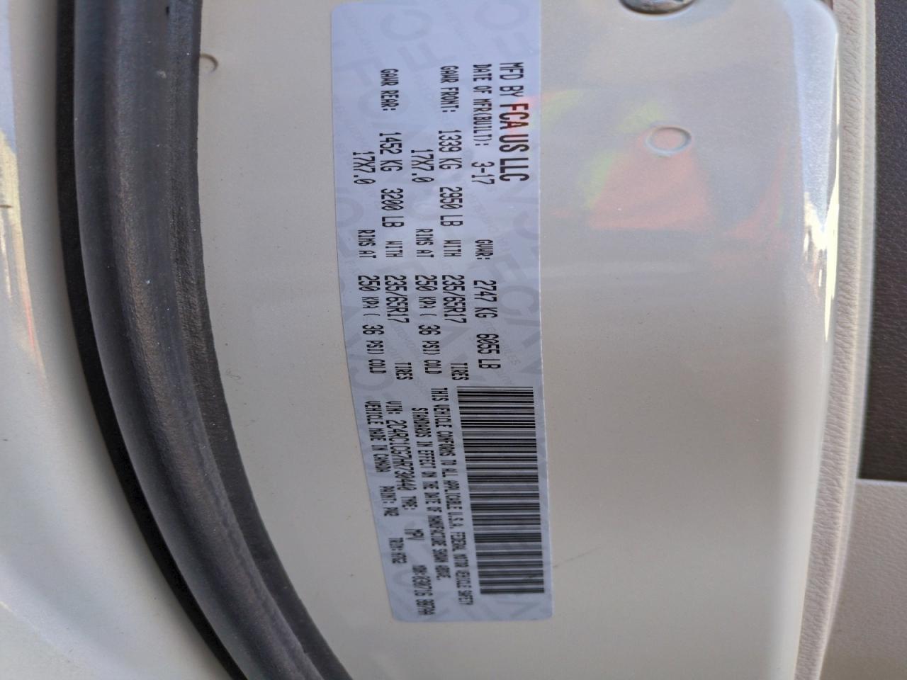 2017 Chrysler Pacifica Lx VIN: 2C4RC1CG7HR730440 Lot: 94522425