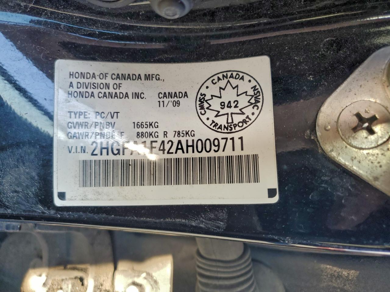 2010 Honda Civic Dx-G VIN: 2HGFA1F42AH009711 Lot: 94565055