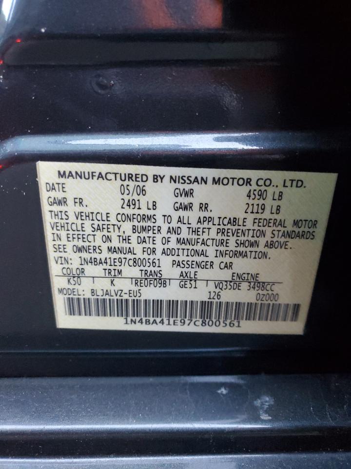 2007 Nissan Maxima Se VIN: 1N4BA41E97C800561 Lot: 93114015