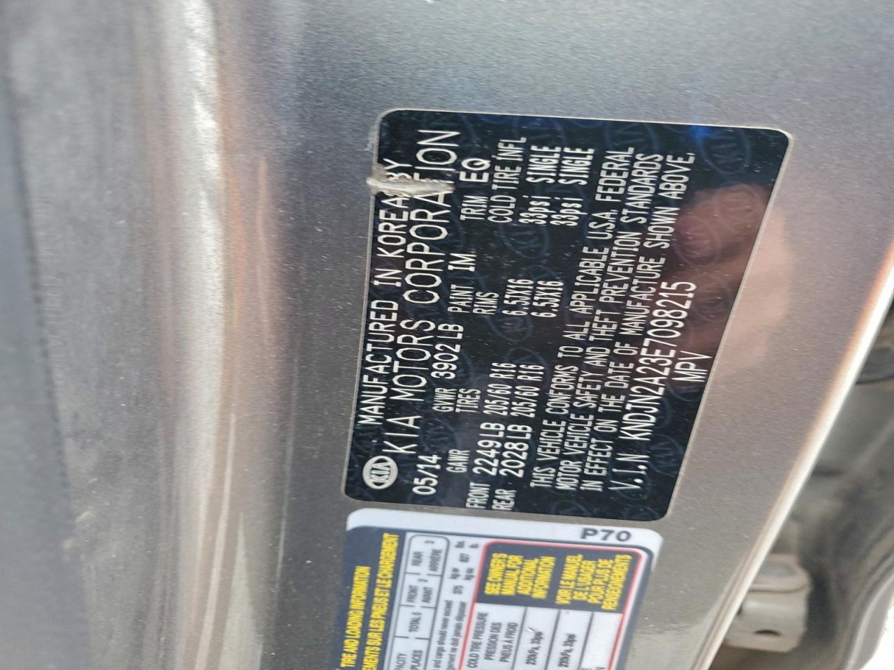 2014 Kia Soul VIN: KNDJN2A23E7098215 Lot: 93087505