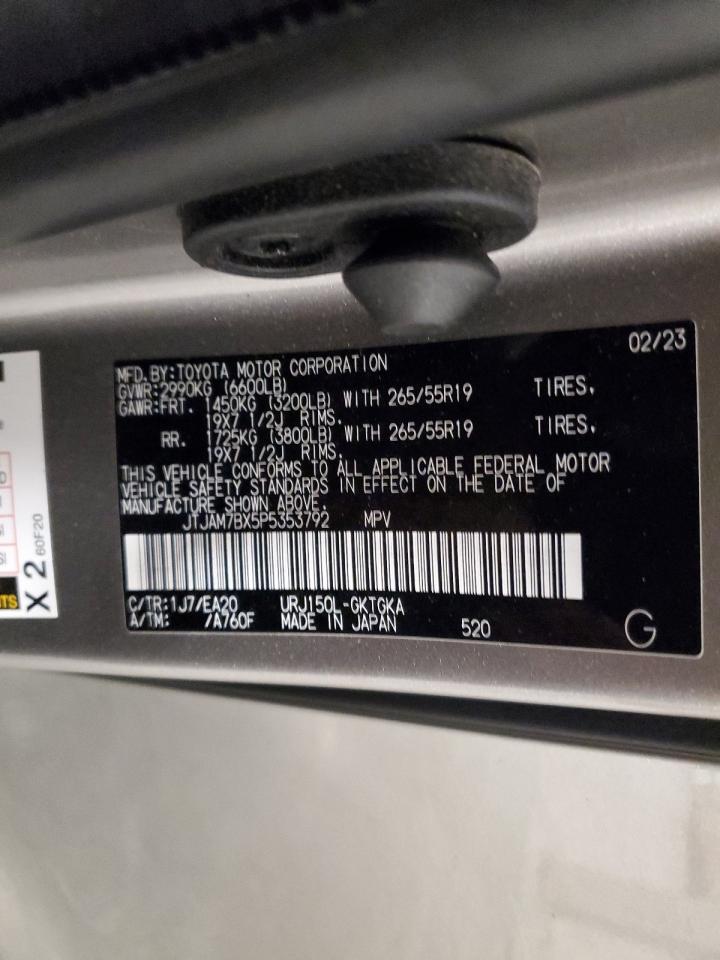 2023 Lexus Gx 460 VIN: JTJAM7BX5P5353792 Lot: 92468705