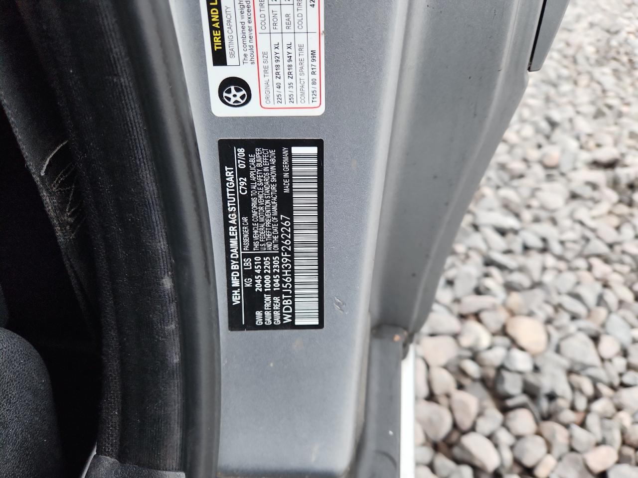 2009 Mercedes-Benz Clk 350 VIN: WDBTJ56H39F262267 Lot: 93710935