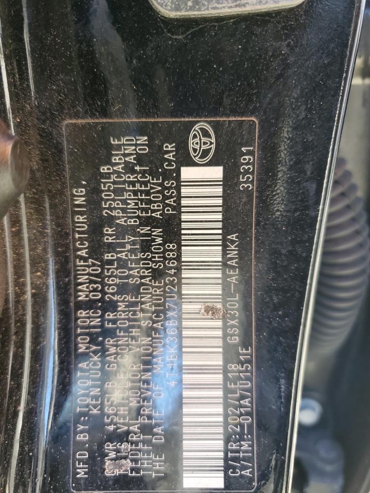 2007 Toyota Avalon Xl VIN: 4T1BK36BX7U234688 Lot: 91515005