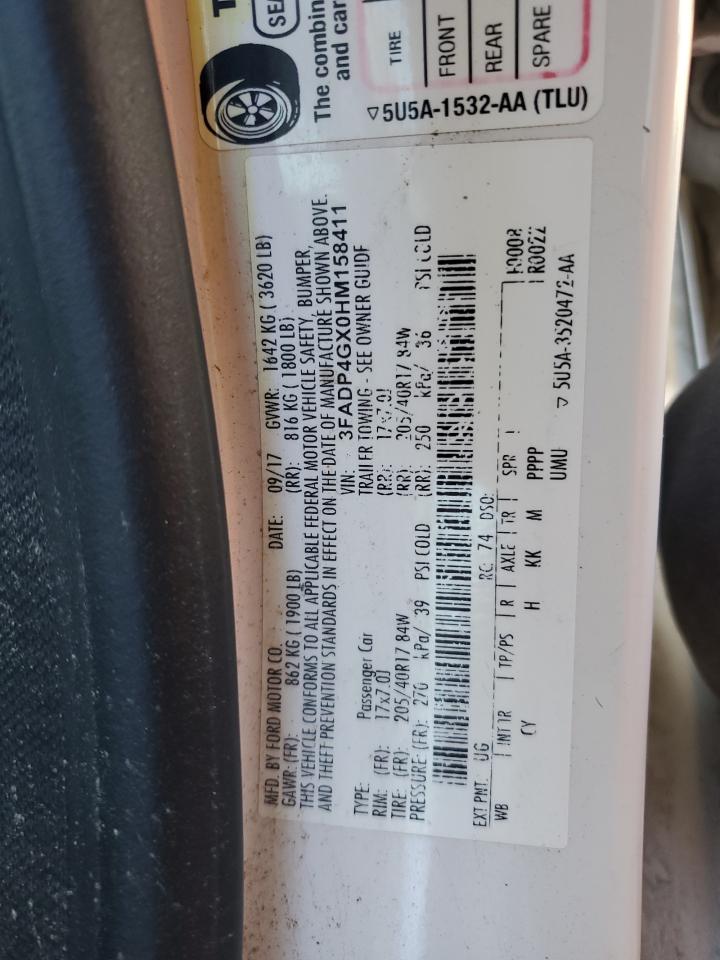 2017 Ford Fiesta St VIN: 3FADP4GX0HM158411 Lot: 92949315