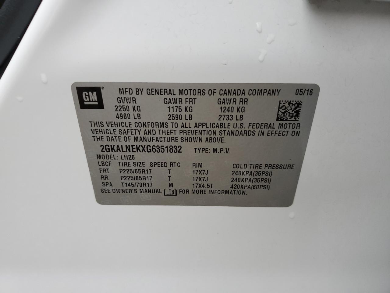 2016 GMC Terrain Sle VIN: 2GKALNEKXG6351832 Lot: 92637275