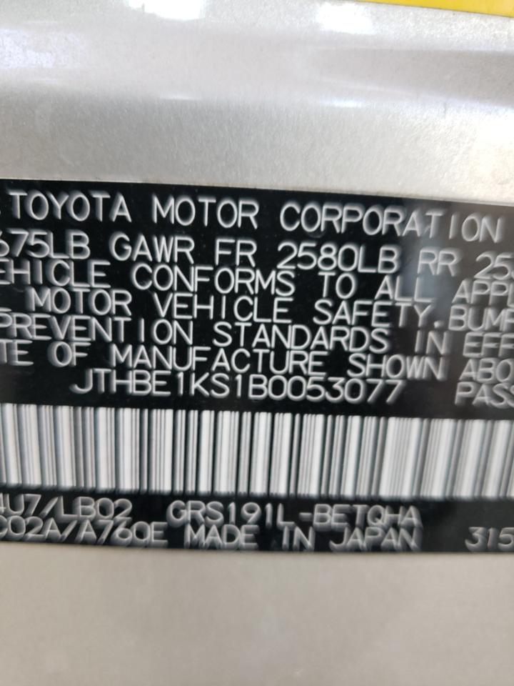 2011 Lexus Gs 350 VIN: JTHBE1KS1B0053077 Lot: 80966255