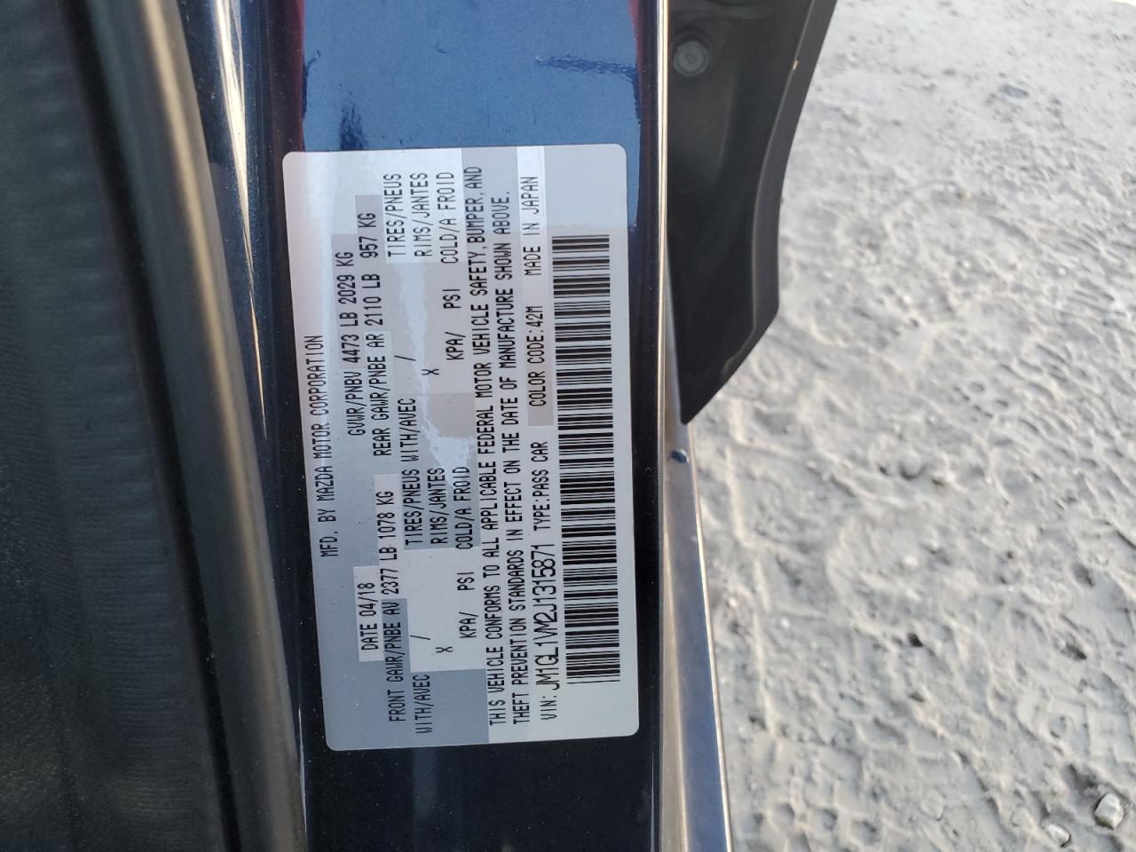 2018 Mazda 6 Touring VIN: JM1GL1VM2J1315871 Lot: 93269665