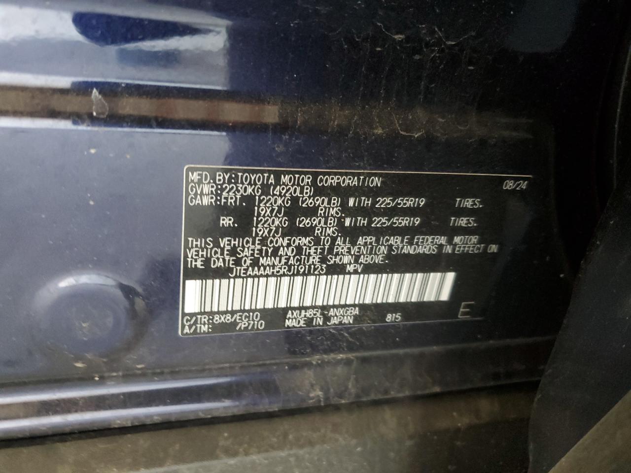 2024 Toyota Venza Le VIN: JTEAAAAH5RJ191123 Lot: 92072145