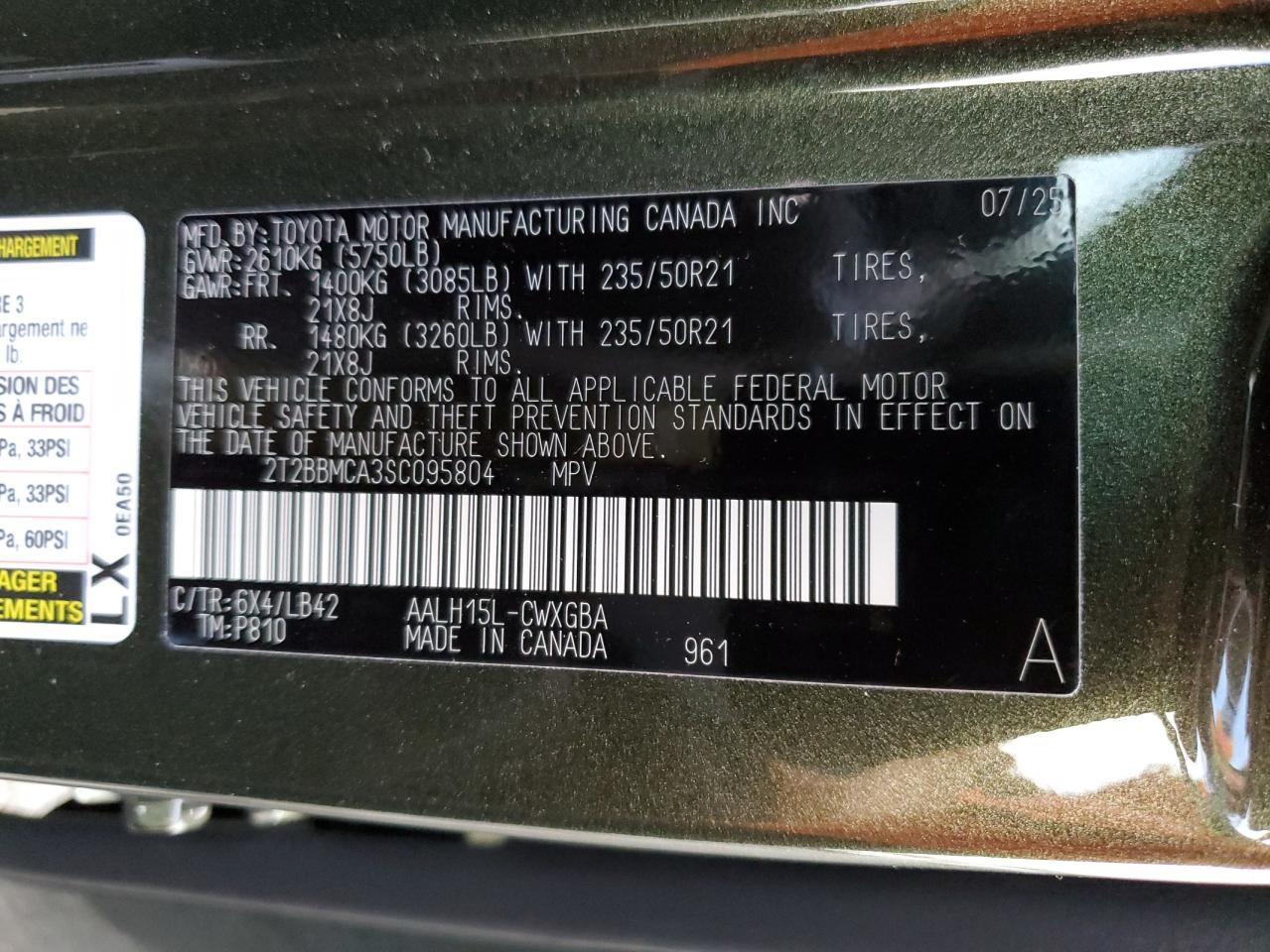 2025 Lexus Rx 350H Base VIN: 2T2BBMCA3SC095804 Lot: 91938115