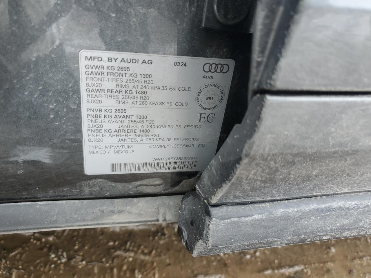 2024 Audi Q5 E Prestige 55 VIN: WA1F2AFY2R2078914 Lot: 93108195