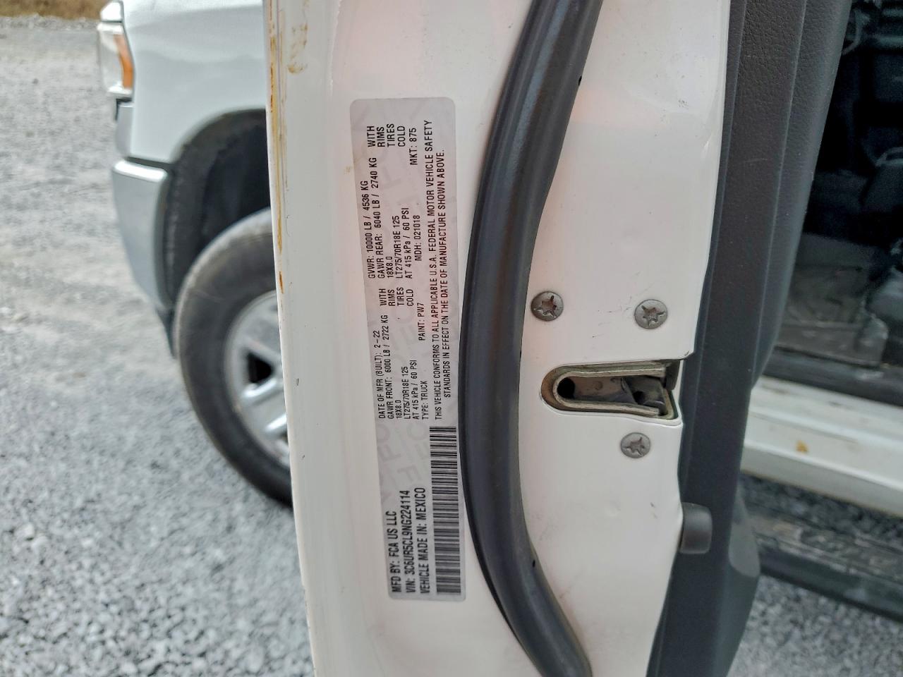 2022 Ram 2500 Tradesman VIN: 3C6UR5CL9NG224114 Lot: 93409765