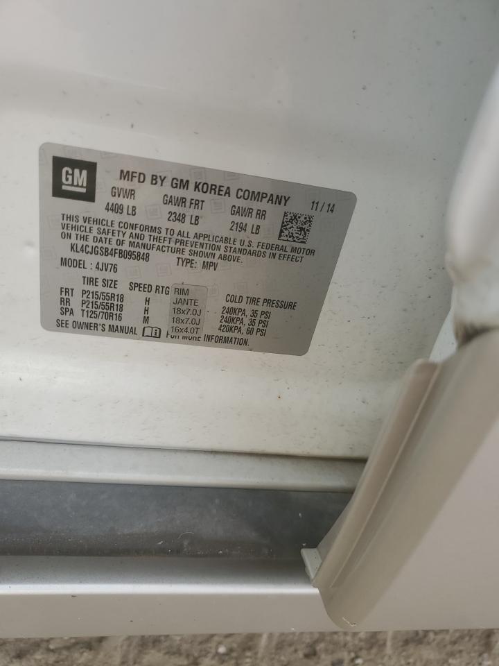 2015 Buick Encore VIN: KL4CJGSB4FB095848 Lot: 92914635