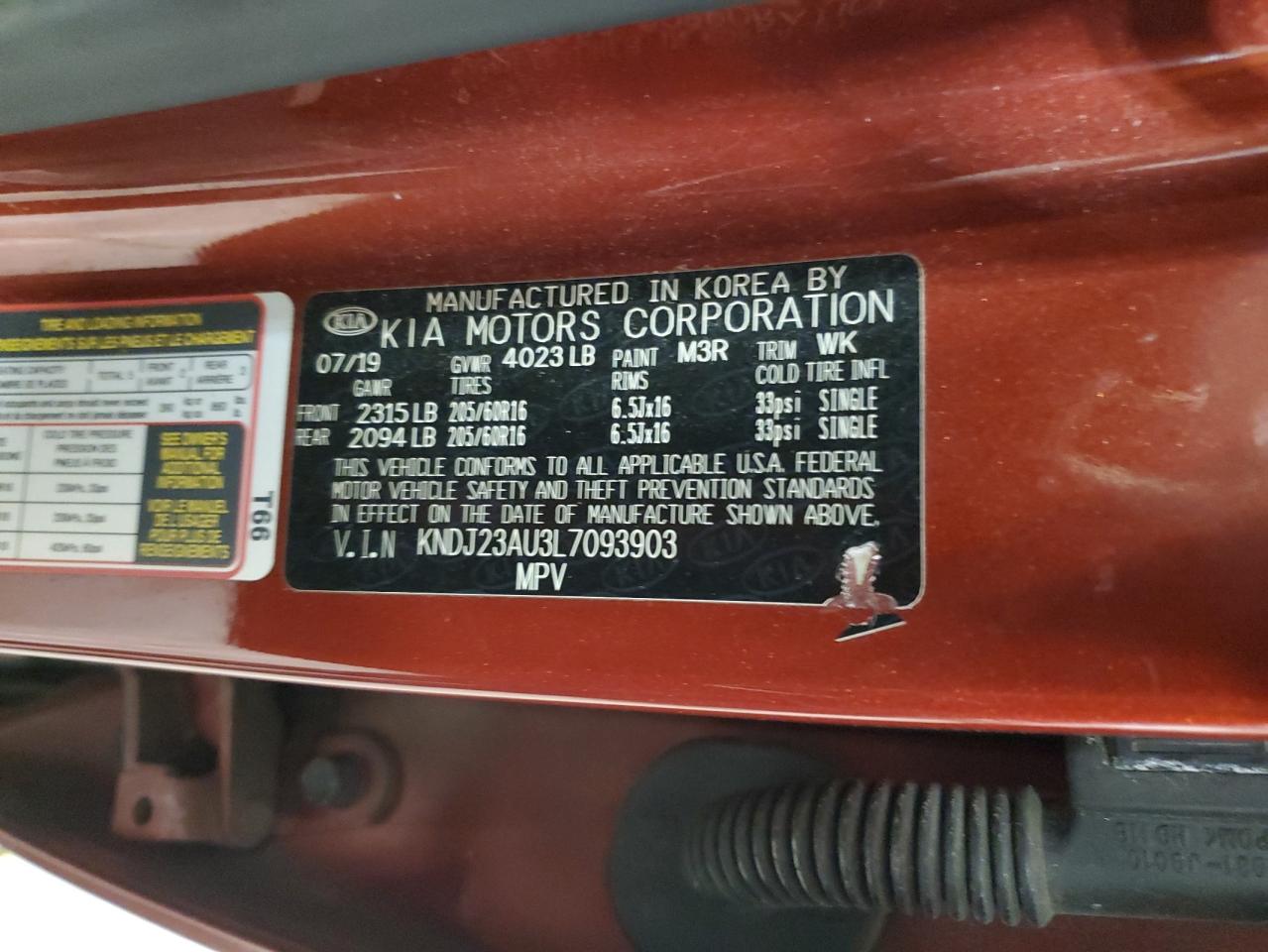 2020 Kia Soul Lx VIN: KNDJ23AU3L7093903 Lot: 91352095